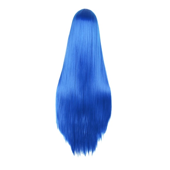 40" Long Bright Blue Straight Cosplay Wig, Anime Costume Party Hair for Women - Picture 4 of 5